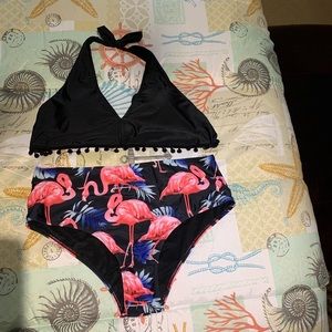 SHEIN Halter Flamingo Plus Bikini